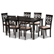 Baxton Studio Dallas Modern and Contemporary Sand Fabric Upholstered and Dark Brown Finished Wood 7-Piece Dining Set
